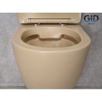 Подвесной унитаз Gid Convexo Sr2198 62210Y, безободковый, с сиденьем микролифт, светло-коричневый матовый