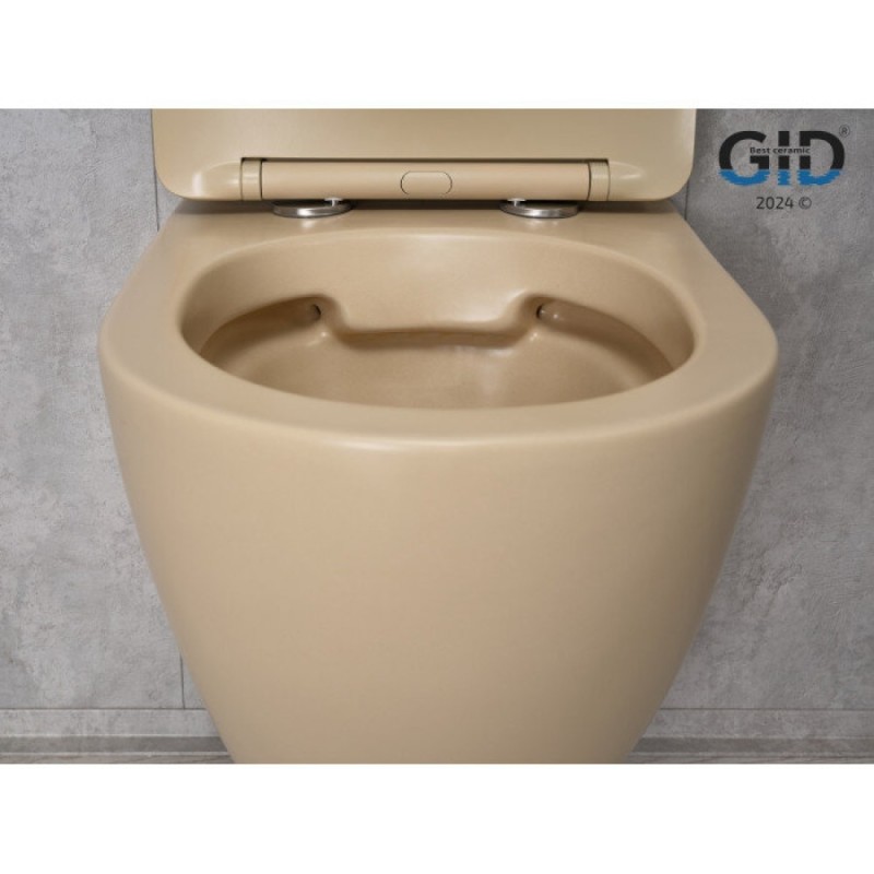 Подвесной унитаз Gid Convexo Sr2198 62210Y, безободковый, с сиденьем микролифт, светло-коричневый матовый