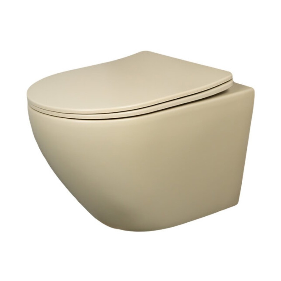 Подвесной унитаз Gid Convexo Sr2198 62210Y, безободковый, с сиденьем микролифт, светло-коричневый матовый
