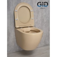 Подвесной унитаз Gid Convexo Sr2198 62210Y, безободковый, с сиденьем микролифт, светло-коричневый матовый