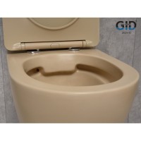 Подвесной унитаз Gid Convexo Sr2198 62210Y, безободковый, с сиденьем микролифт, светло-коричневый матовый