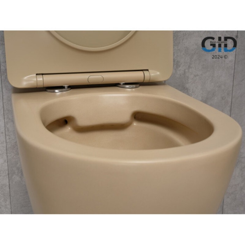 Подвесной унитаз Gid Convexo Sr2198 62210Y, безободковый, с сиденьем микролифт, светло-коричневый матовый