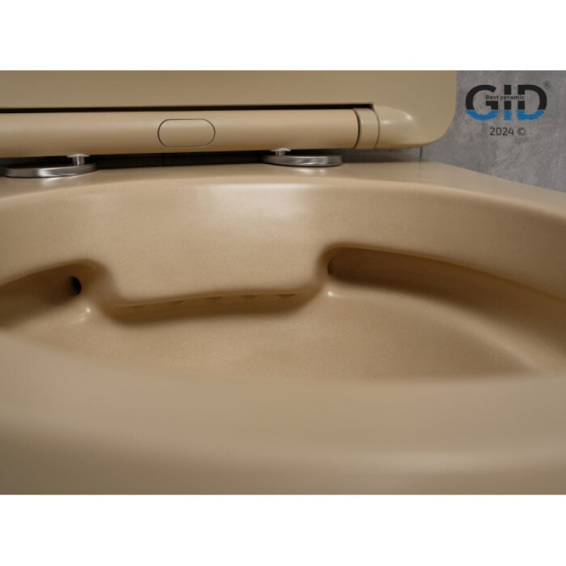Подвесной унитаз Gid Convexo Sr2198 62210Y, безободковый, с сиденьем микролифт, светло-коричневый матовый
