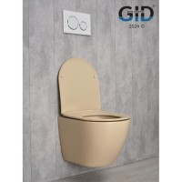 Подвесной унитаз Gid Convexo Sr2198 62210Y, безободковый, с сиденьем микролифт, светло-коричневый матовый