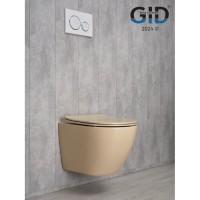 Подвесной унитаз Gid Convexo Sr2198 62210Y, безободковый, с сиденьем микролифт, светло-коричневый матовый