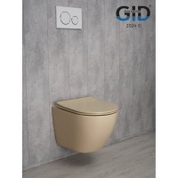 Подвесной унитаз Gid Convexo Sr2198 62210Y, безободковый, с сиденьем микролифт, светло-коричневый матовый