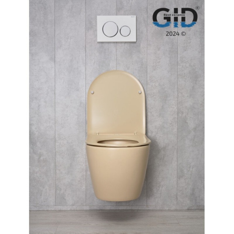 Подвесной унитаз Gid Convexo Sr2198 62210Y, безободковый, с сиденьем микролифт, светло-коричневый матовый