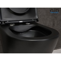 Приставной унитаз Gid Cortado TRS-263BM 62212Y, безободковый, с сиденьем микролифт, черный матовый
