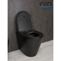 Приставной унитаз Gid Cortado TRS-263BM 62212Y, безободковый, с сиденьем микролифт, черный матовый