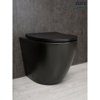 Унитаз приставной Gid Convexo TRS-269BM 62214Y, безободковый, с сиденьем микролифт, черный матовый
