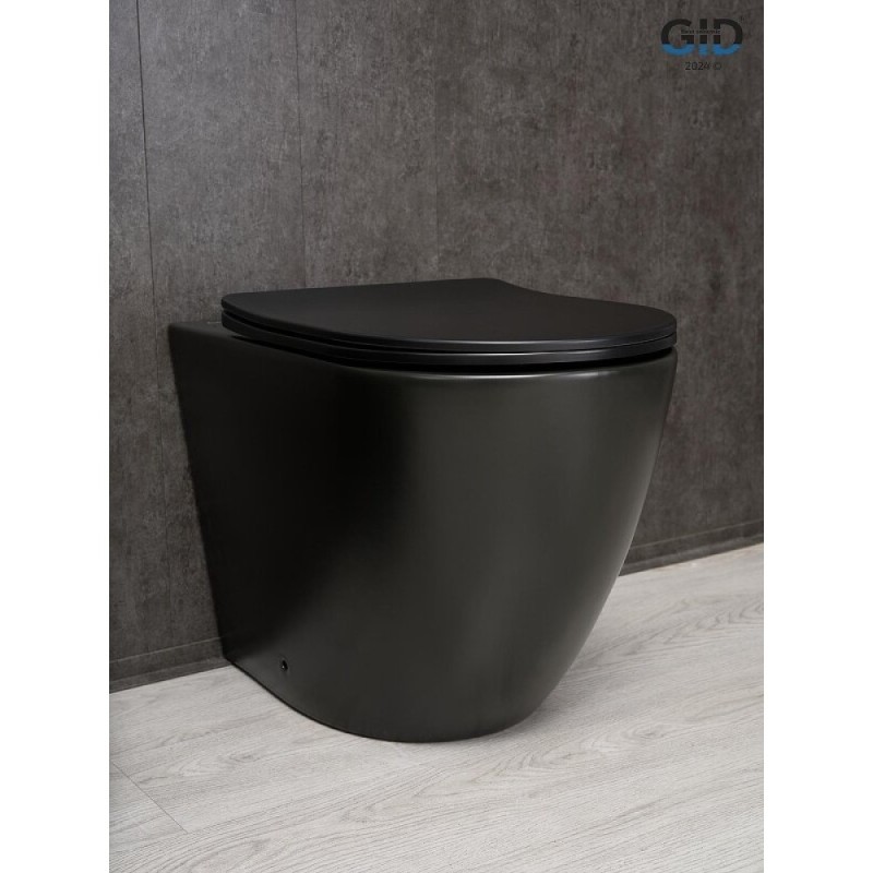 Унитаз приставной Gid Convexo TRS-269BM 62214Y, безободковый, с сиденьем микролифт, черный матовый