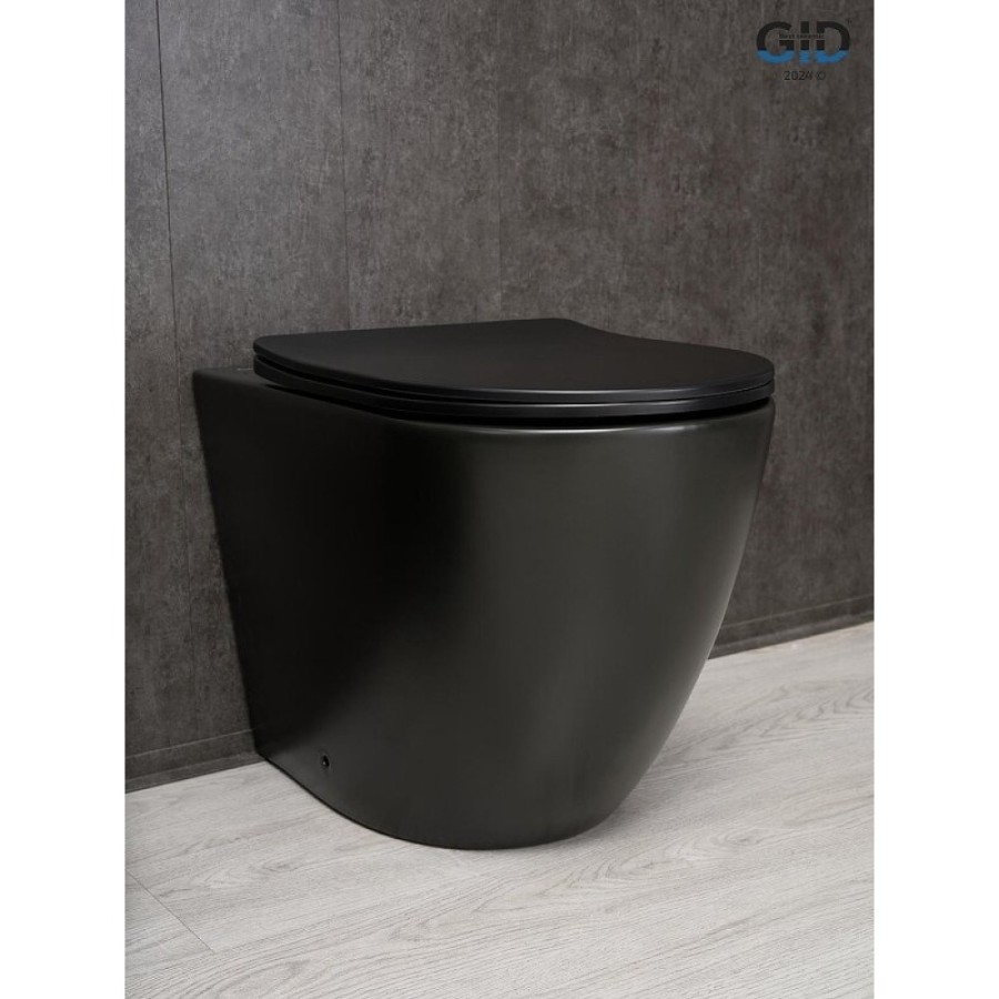 Унитаз приставной Gid Convexo TRS-269BM 62214Y, безободковый, с сиденьем микролифт, черный матовый