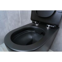 Унитаз приставной Gid Convexo TRS-269BM 62214Y, безободковый, с сиденьем микролифт, черный матовый