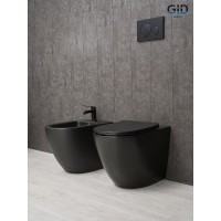 Унитаз приставной Gid Convexo TRS-269BM 62214Y, безободковый, с сиденьем микролифт, черный матовый