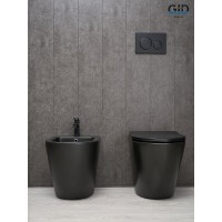 Унитаз приставной Gid Convexo TRS-269BM 62214Y, безободковый, с сиденьем микролифт, черный матовый