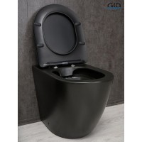 Унитаз приставной Gid Convexo TRS-269BM 62214Y, безободковый, с сиденьем микролифт, черный матовый