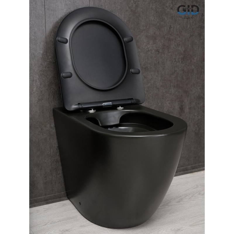 Унитаз приставной Gid Convexo TRS-269BM 62214Y, безободковый, с сиденьем микролифт, черный матовый