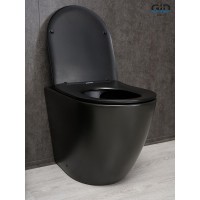 Унитаз приставной Gid Convexo TRS-269BM 62214Y, безободковый, с сиденьем микролифт, черный матовый