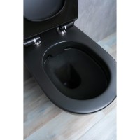 Унитаз приставной Gid Convexo TRS-269BM 62214Y, безободковый, с сиденьем микролифт, черный матовый