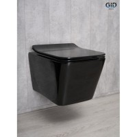 Подвесной унитаз Gid Cuadrado Tr2144BL 62224Y, безободковый, с сиденьем микролифт, черный