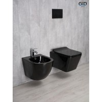 Подвесной унитаз Gid Cuadrado Tr2144BL 62224Y, безободковый, с сиденьем микролифт, черный