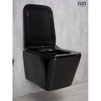 Подвесной унитаз Gid Cuadrado Tr2144BL 62224Y, безободковый, с сиденьем микролифт, черный