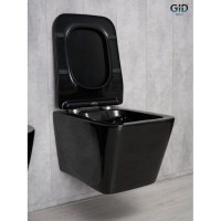 Подвесной унитаз Gid Cuadrado Tr2144BL 62224Y, безободковый, с сиденьем микролифт, черный