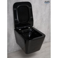 Подвесной унитаз Gid Cuadrado Tr2144BL 62224Y, безободковый, с сиденьем микролифт, черный