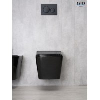 Подвесной унитаз Gid Cuadrado Tr2144BL 62224Y, безободковый, с сиденьем микролифт, черный