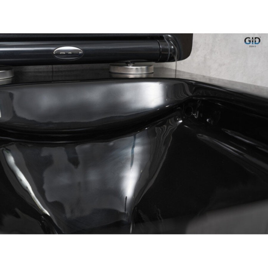 Подвесной унитаз Gid Cuadrado Tr2144BL 62224Y, безободковый, с сиденьем микролифт, черный