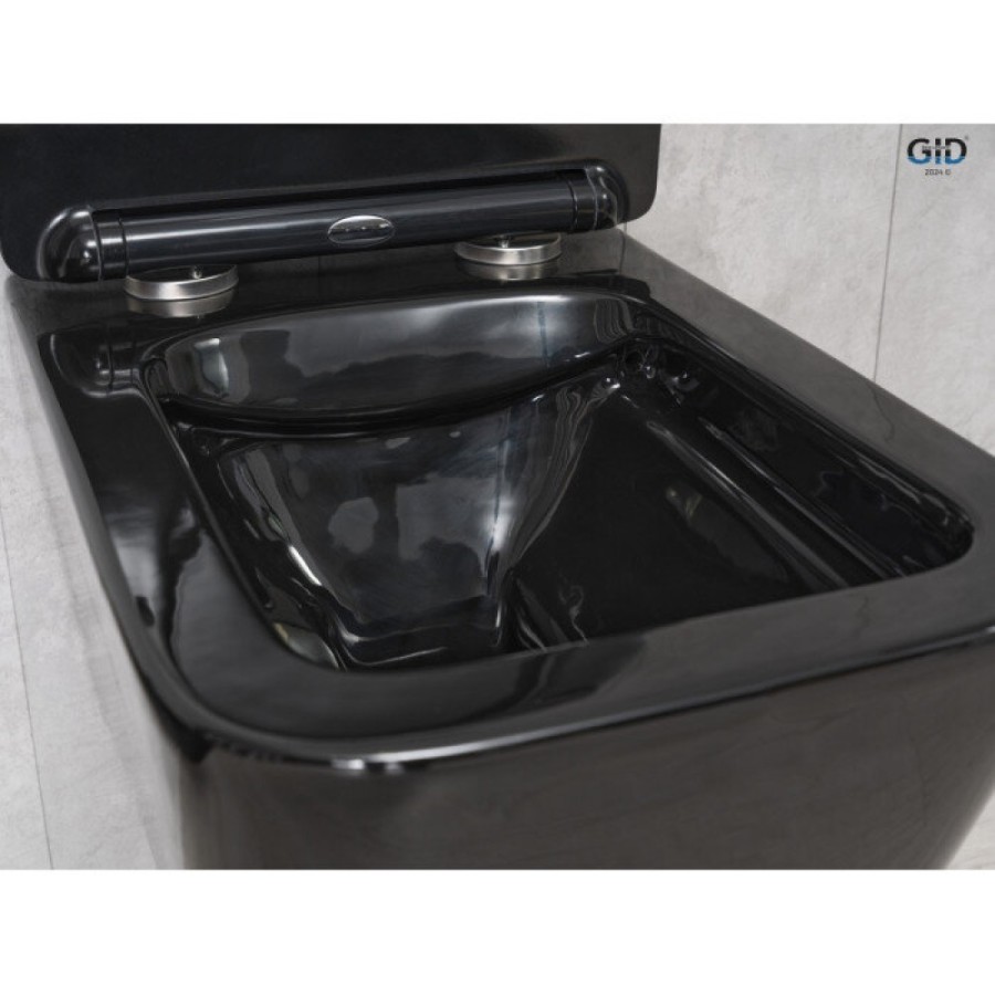 Подвесной унитаз Gid Cuadrado Tr2144BL 62224Y, безободковый, с сиденьем микролифт, черный