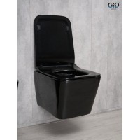 Подвесной унитаз Gid Cuadrado Tr2144BL 62224Y, безободковый, с сиденьем микролифт, черный