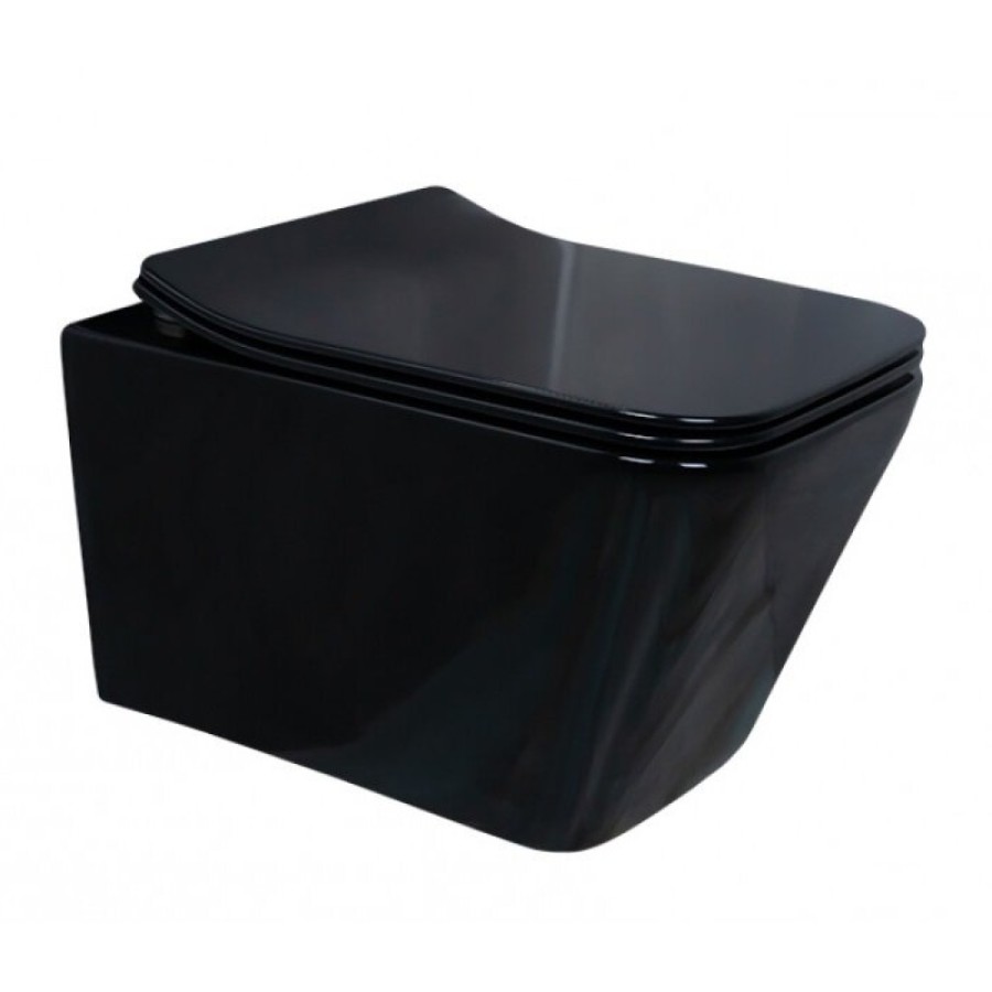 Подвесной унитаз Gid Cuadrado Tr2144BL 62224Y, безободковый, с сиденьем микролифт, черный