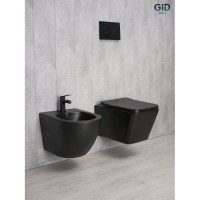 Подвесной унитаз Gid Cuadrado Tr2144Bm 62225Y, безободковый, с сиденьем микролифт, черный матовый