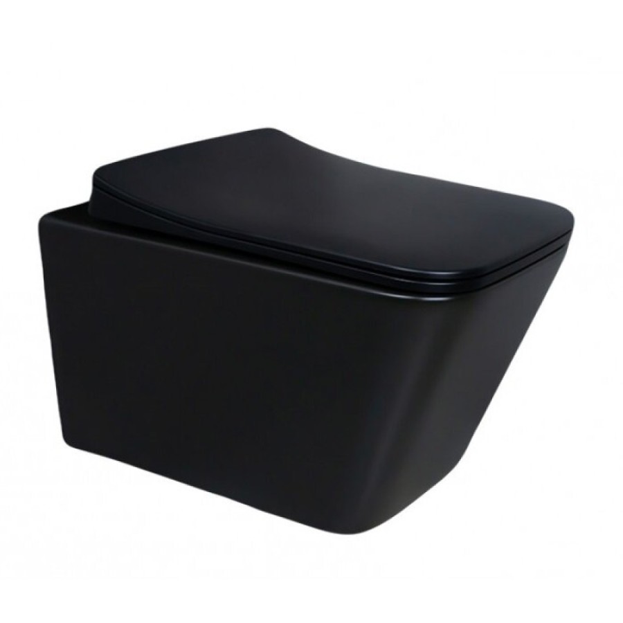 Подвесной унитаз Gid Cuadrado Tr2144Bm 62225Y, безободковый, с сиденьем микролифт, черный матовый