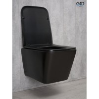 Подвесной унитаз Gid Cuadrado Tr2144Bm 62225Y, безободковый, с сиденьем микролифт, черный матовый