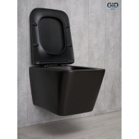 Подвесной унитаз Gid Cuadrado Tr2144Bm 62225Y, безободковый, с сиденьем микролифт, черный матовый