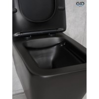 Подвесной унитаз Gid Cuadrado Tr2144Bm 62225Y, безободковый, с сиденьем микролифт, черный матовый