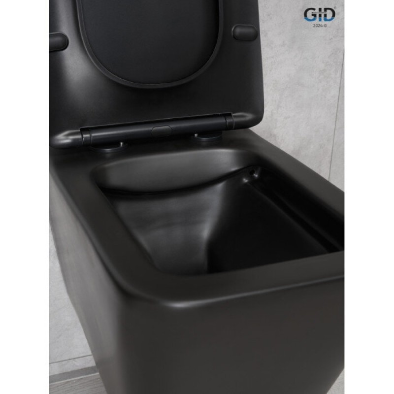 Подвесной унитаз Gid Cuadrado Tr2144Bm 62225Y, безободковый, с сиденьем микролифт, черный матовый
