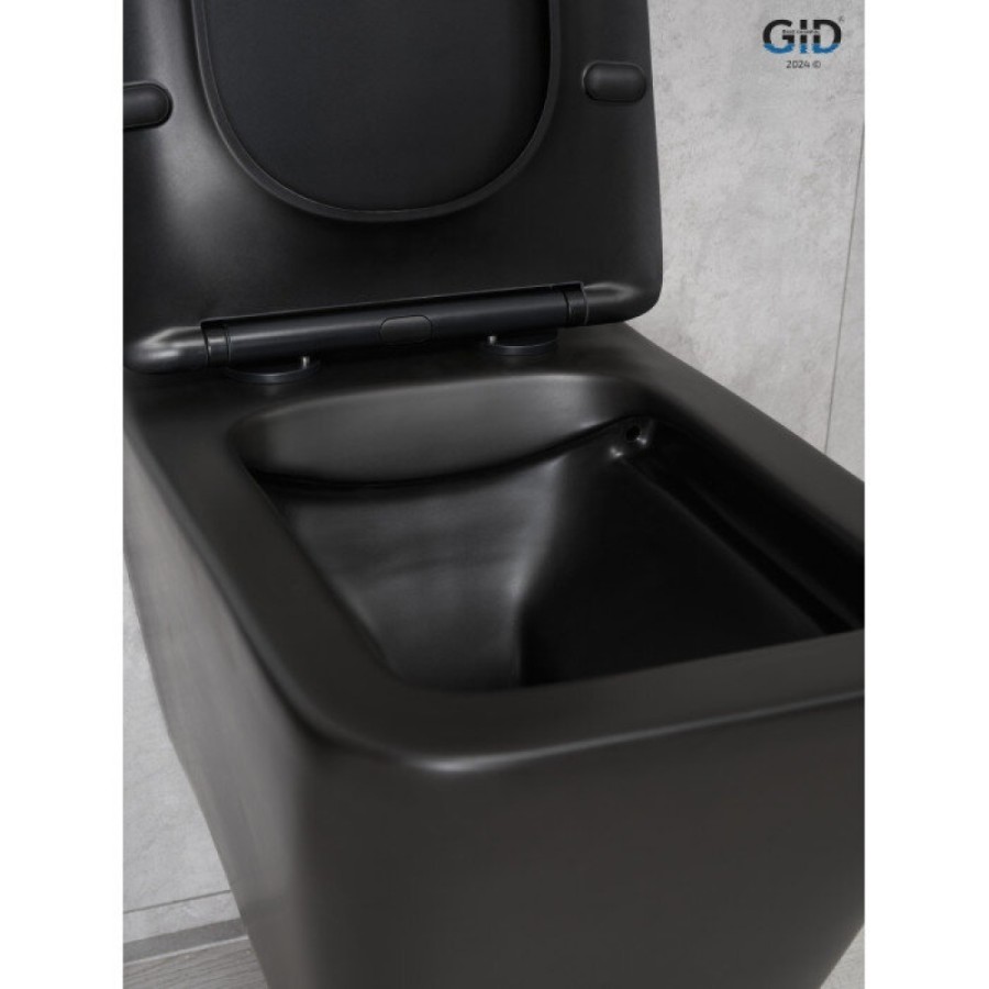 Подвесной унитаз Gid Cuadrado Tr2144Bm 62225Y, безободковый, с сиденьем микролифт, черный матовый