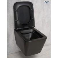 Подвесной унитаз Gid Cuadrado Tr2144Bm 62225Y, безободковый, с сиденьем микролифт, черный матовый