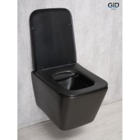 Подвесной унитаз Gid Cuadrado Tr2144Bm 62225Y, безободковый, с сиденьем микролифт, черный матовый