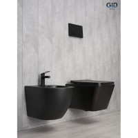 Подвесной унитаз Gid Cuadrado Tr2144Bm 62225Y, безободковый, с сиденьем микролифт, черный матовый