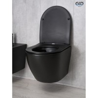 Подвесной унитаз Gid Convexo Bm2198 62226Y, безободковый, с сиденьем микролифт, черный матовый