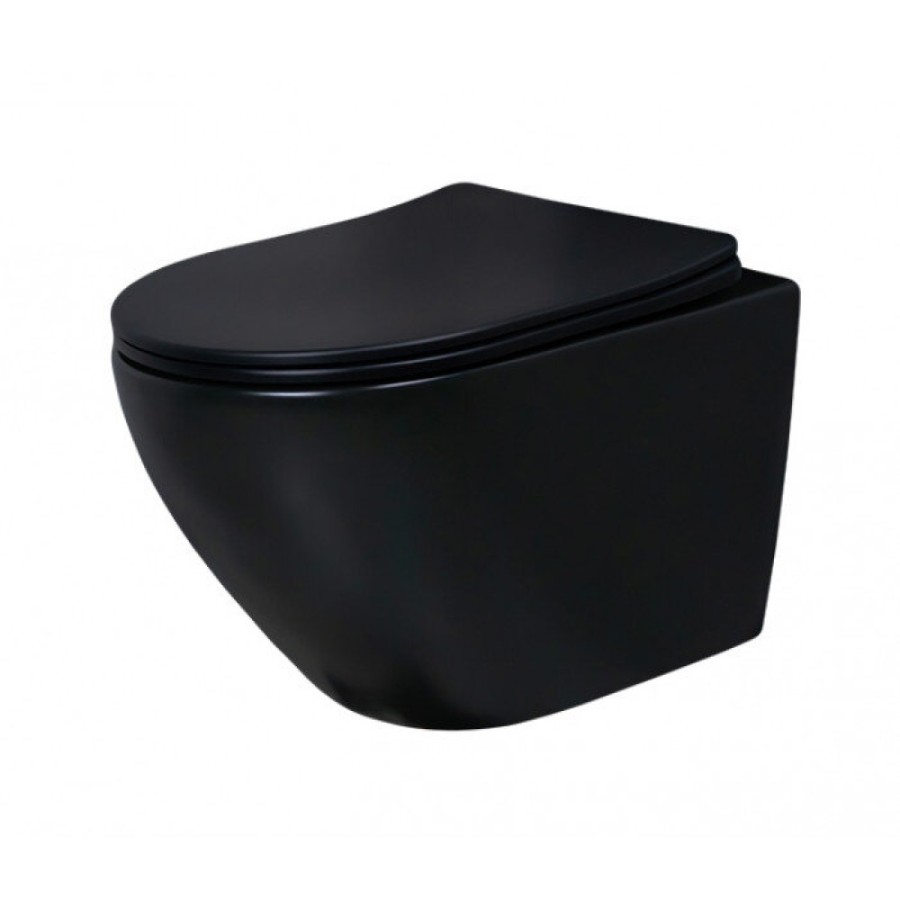 Подвесной унитаз Gid Convexo Bm2198 62226Y, безободковый, с сиденьем микролифт, черный матовый