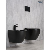 Подвесной унитаз Gid Convexo Bm2198 62226Y, безободковый, с сиденьем микролифт, черный матовый