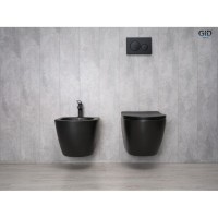 Подвесной унитаз Gid Convexo Bm2198 62226Y, безободковый, с сиденьем микролифт, черный матовый