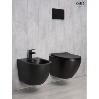 Подвесной унитаз Gid Convexo Bm2198 62226Y, безободковый, с сиденьем микролифт, черный матовый