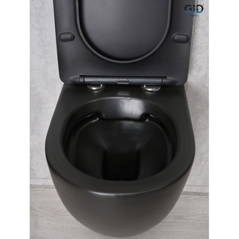 Подвесной унитаз Gid Convexo Bm2198 62226Y, безободковый, с сиденьем микролифт, черный матовый
