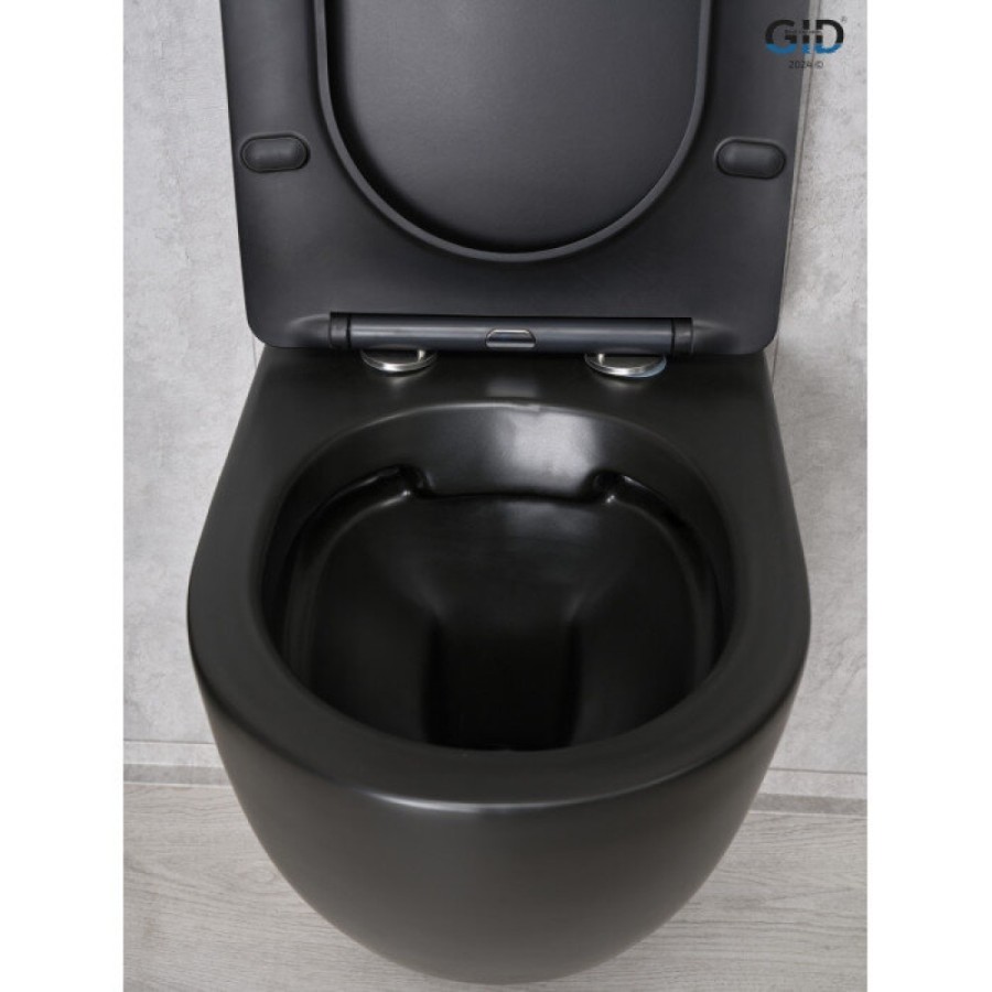 Подвесной унитаз Gid Convexo Bm2198 62226Y, безободковый, с сиденьем микролифт, черный матовый